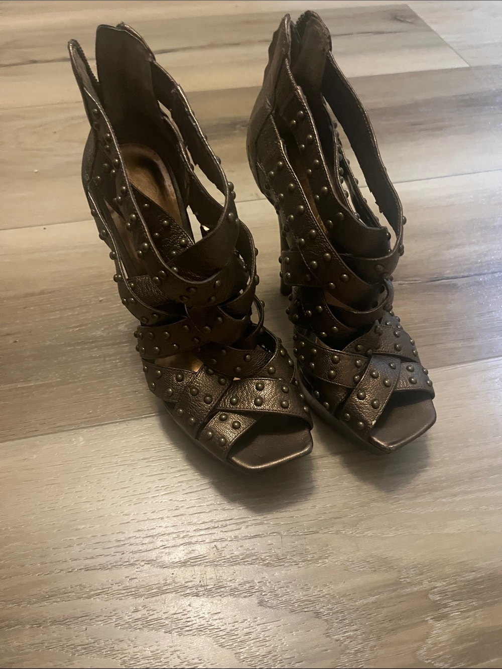 Brown studded heels